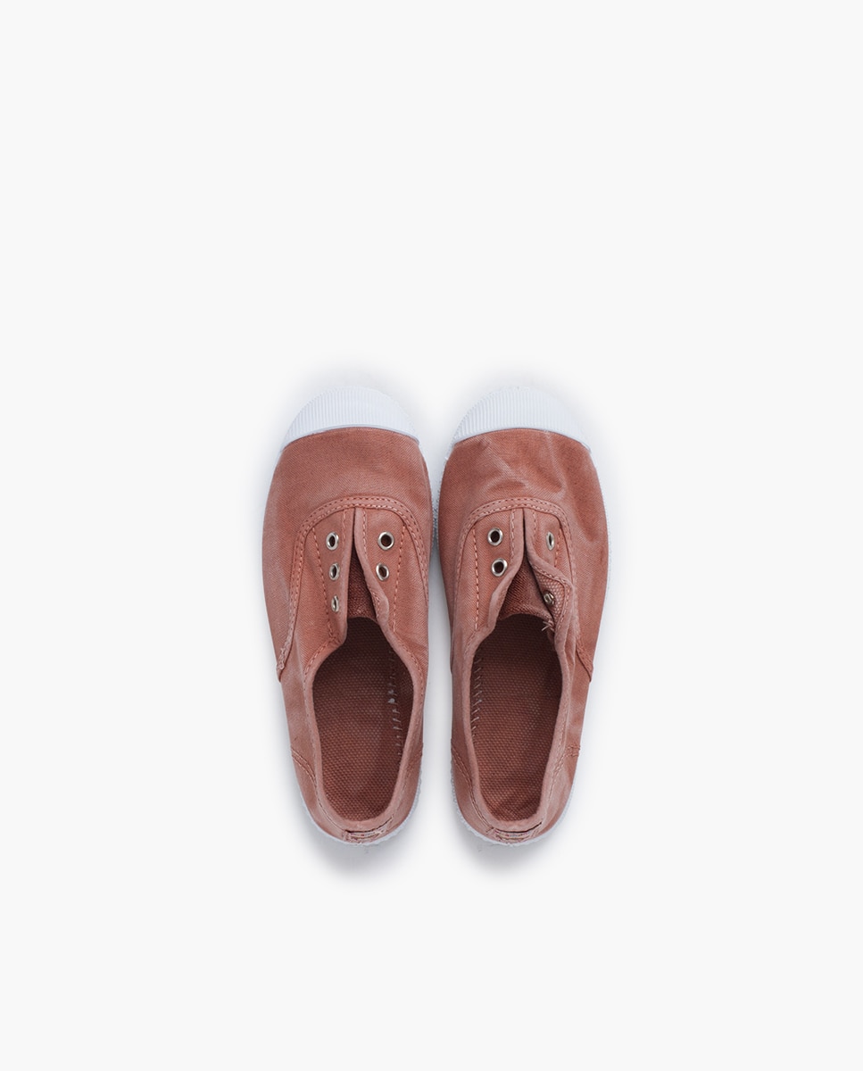 Sapatilhas de Lona Infantil com Atacadores e Efeito Desgastado Camel-4