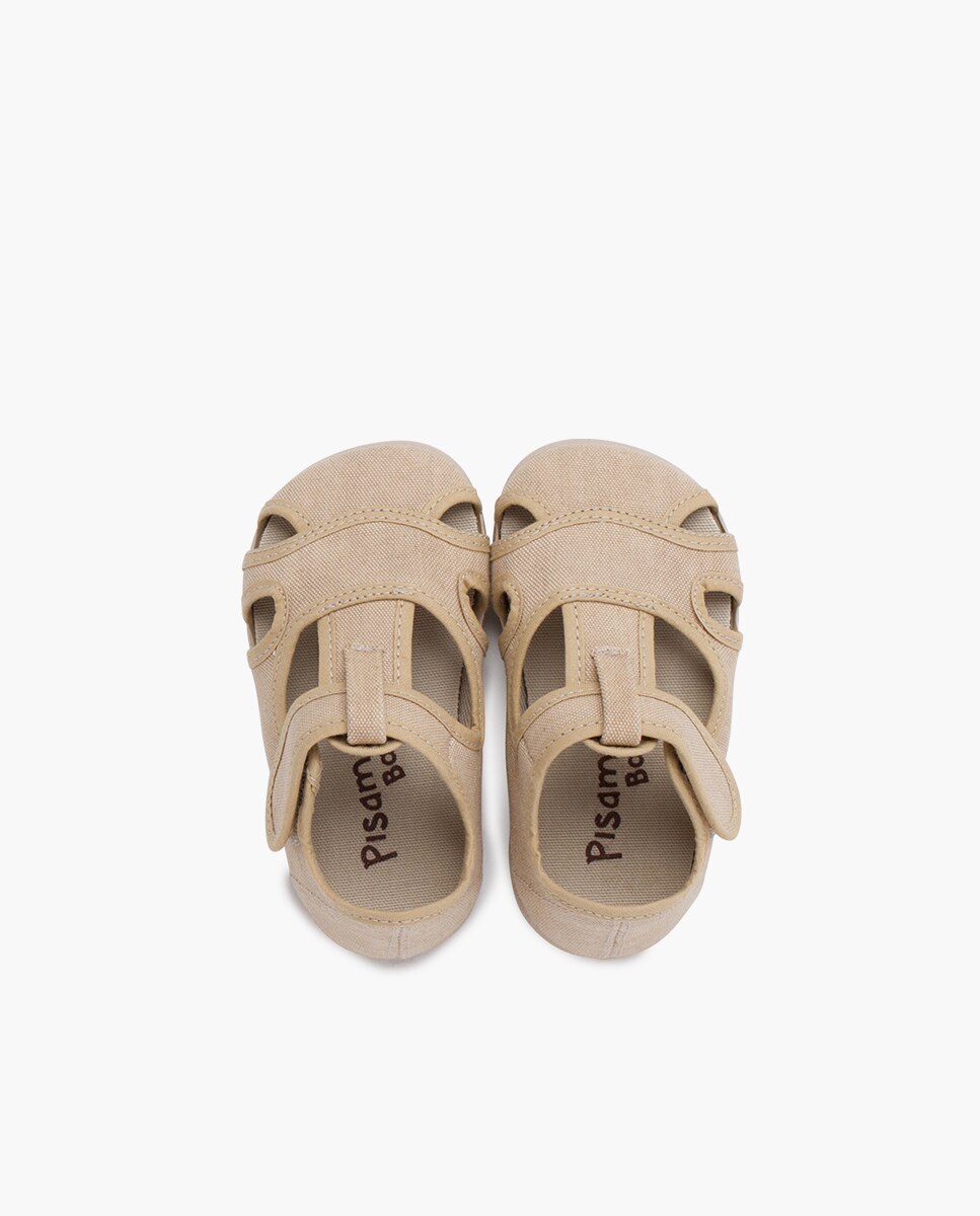 Sandálias Abertas Infantil Barefoot de Lona Lavada Pisamonas Pedra-4