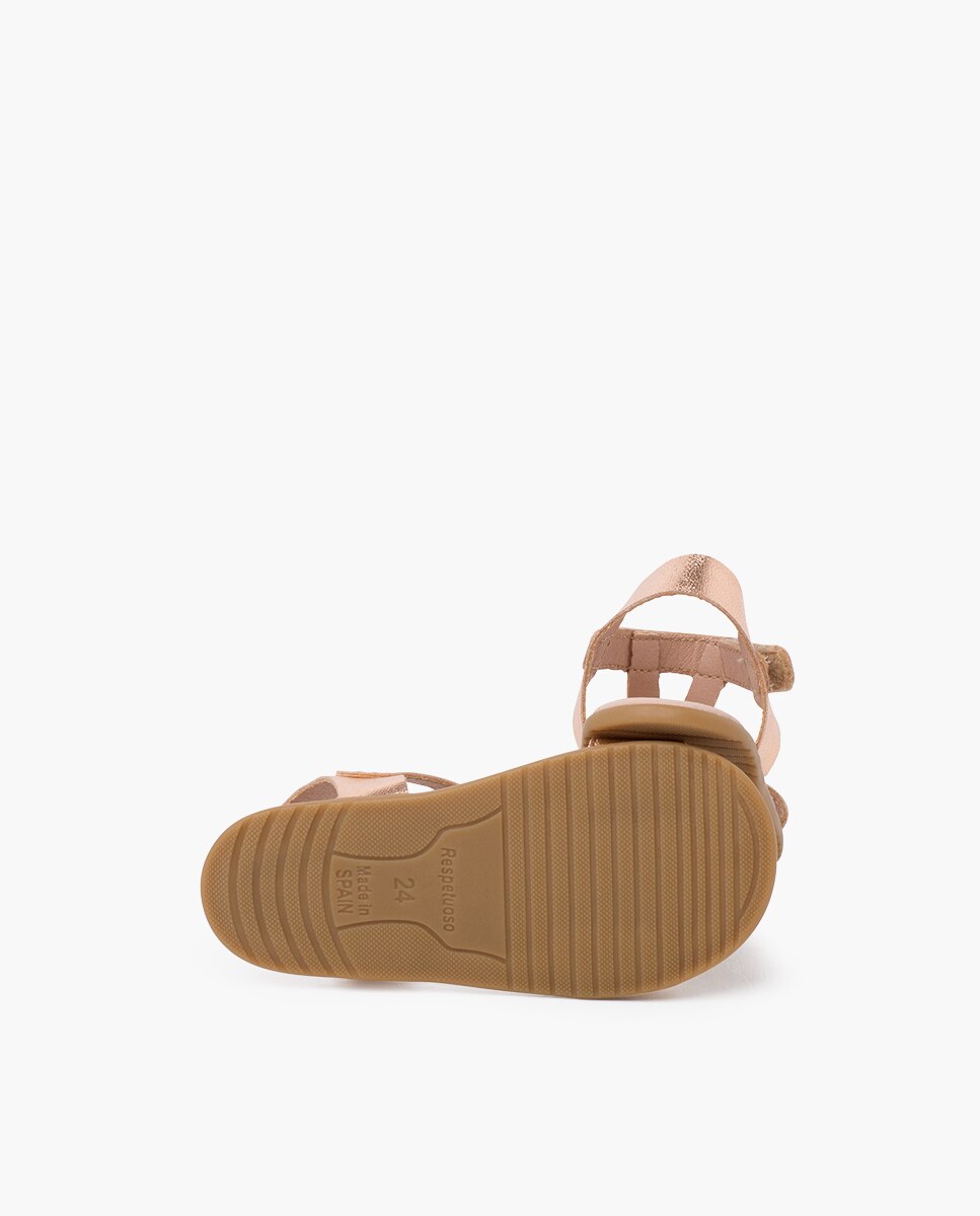 Sandálias Abertas Infantil Barefoot com Tiras no Peito Do Pé Metalizadas Pisamonas Bronze metalizado-2