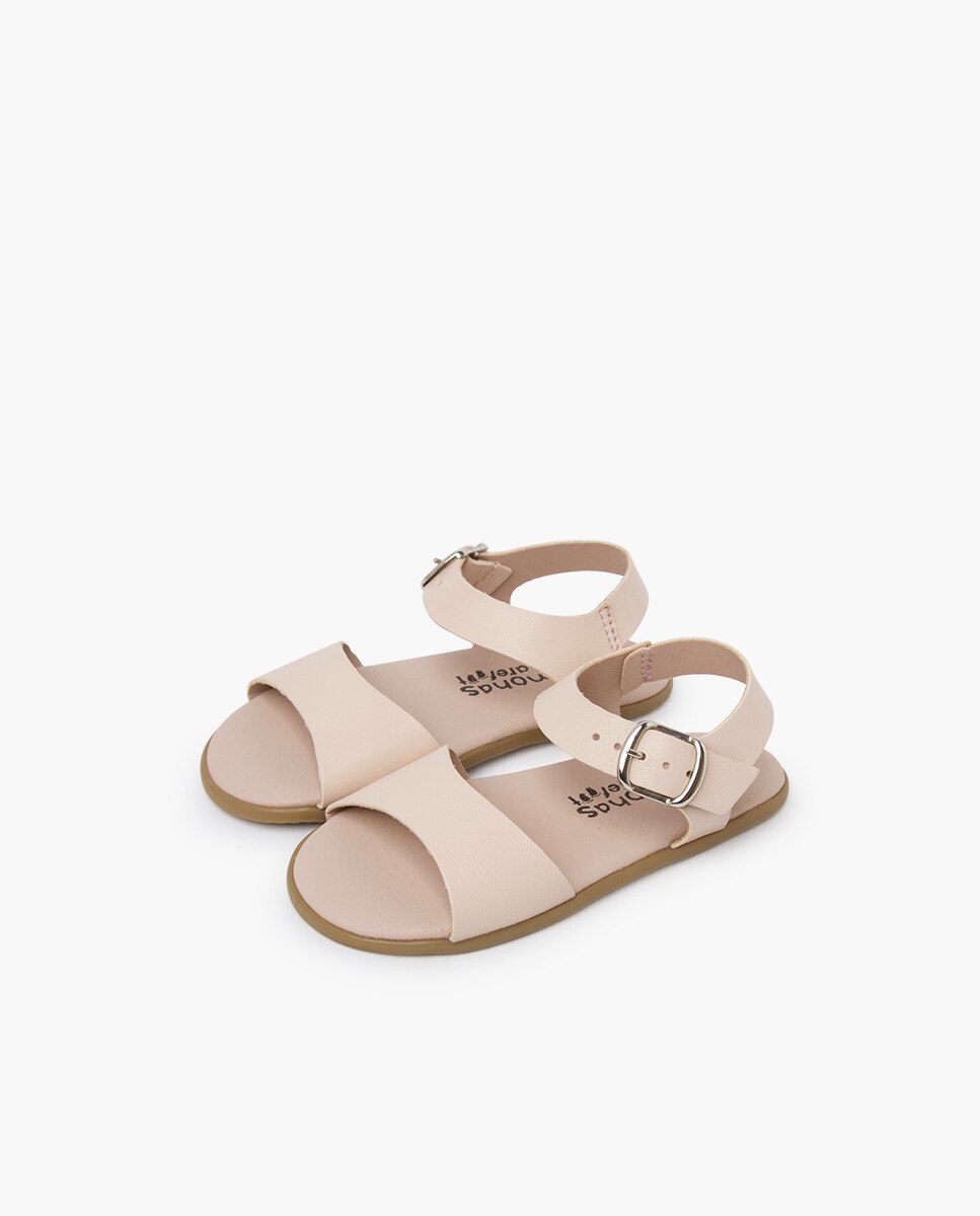 Sandálias Abertas Infantil Barefoot Lisas Fivela Pisamonas Nude-3
