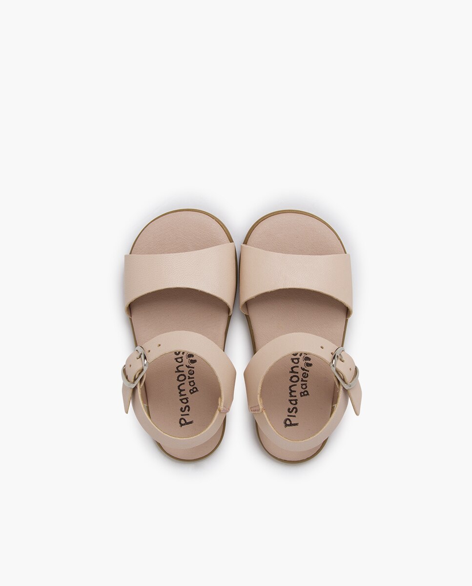 Sandálias Abertas Infantil Barefoot Lisas Fivela Pisamonas Nude-4