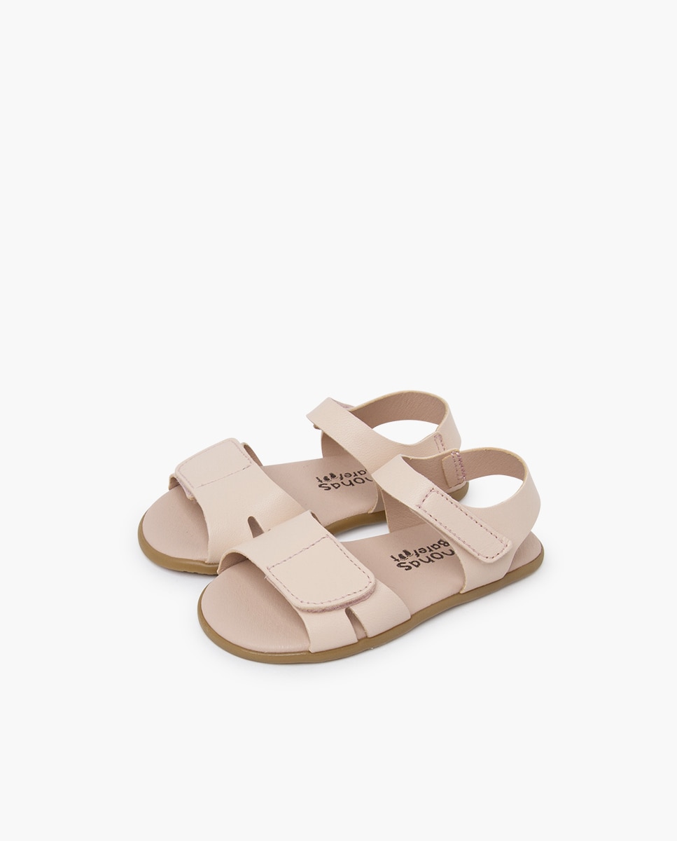 Sandálias Abertas Infantil Barefoot Pele com Tira Adesiva Pisamonas Nude-3