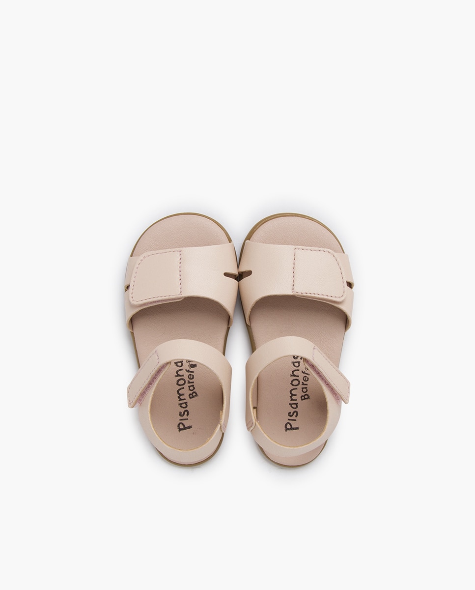 Sandálias Abertas Infantil Barefoot Pele com Tira Adesiva Pisamonas Nude-4