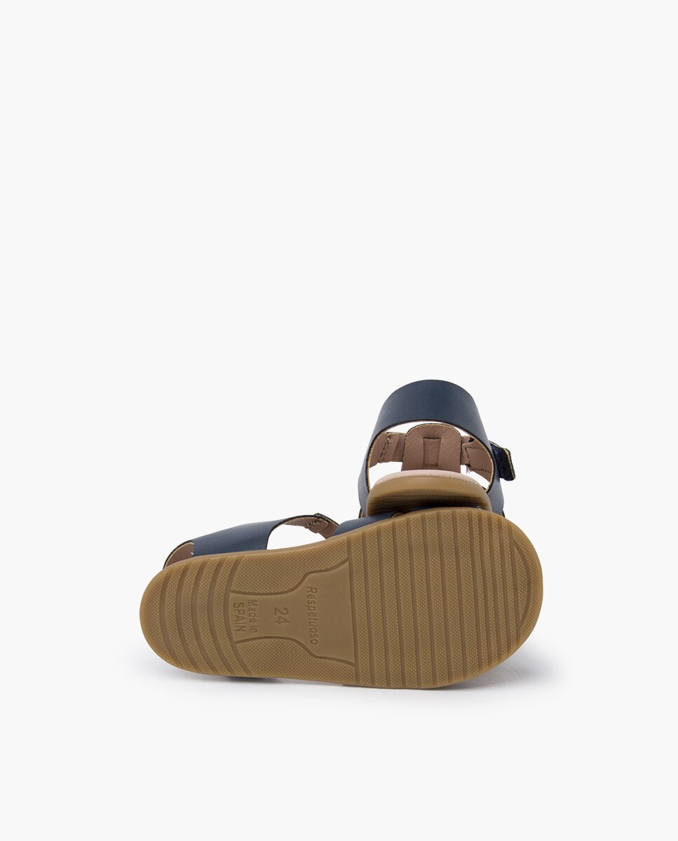 Sandálias Abertas Infantil Barefoot com Tiras em Pele Pisamonas Azul-marinho-2