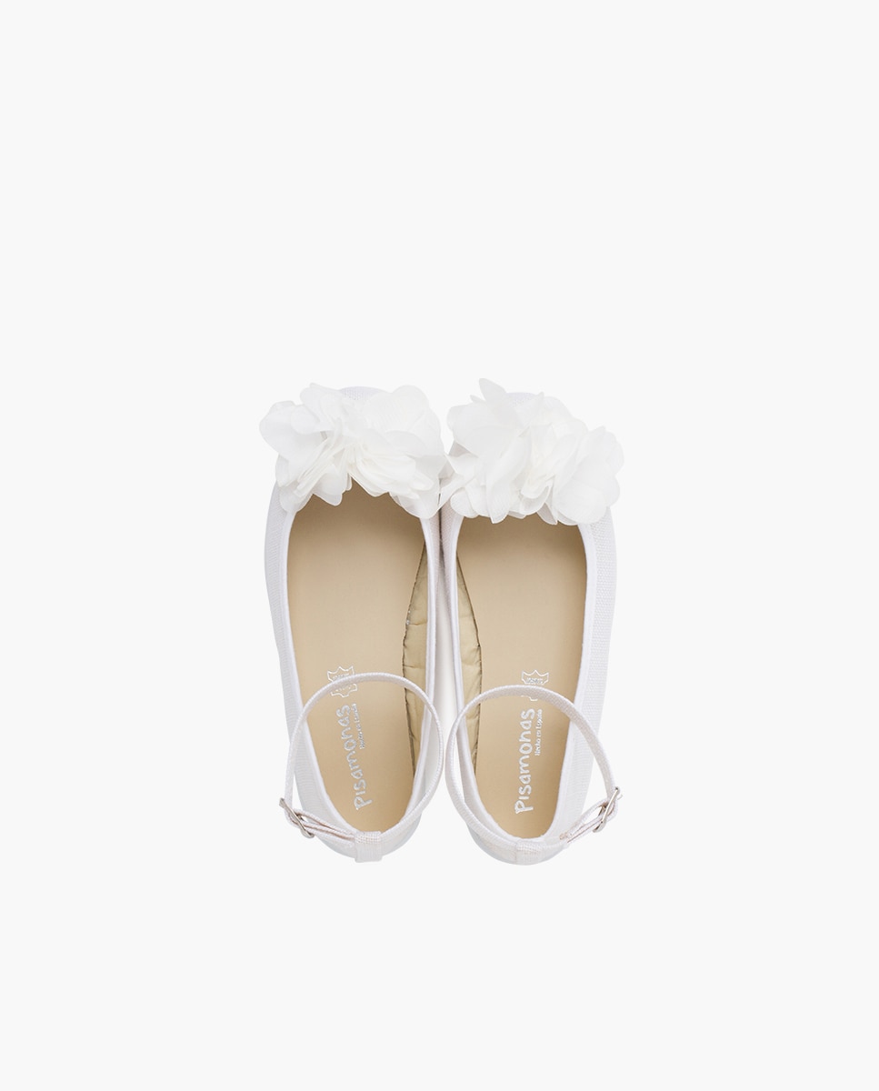 Sabrinas Infantil em Linho Gilda com Adorno de Flor Pisamonas Branco-3
