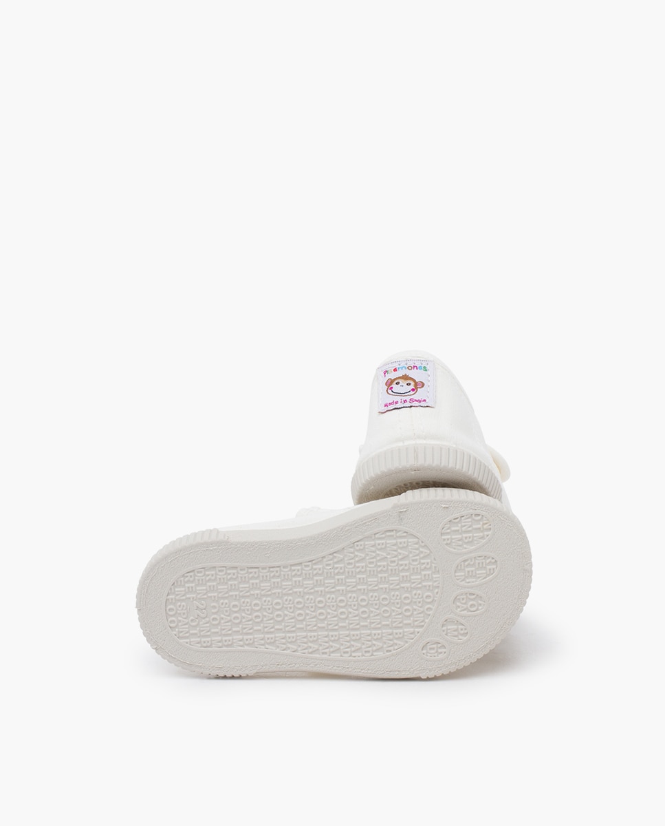 Sapatos de Presilha com Biqueira Barefoot em Lona com Lavagem - Branco Pisamonas Branco-2