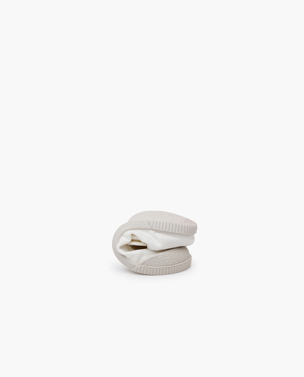 Sapatos de Presilha com Biqueira Barefoot em Lona com Lavagem - Branco Pisamonas Branco-5