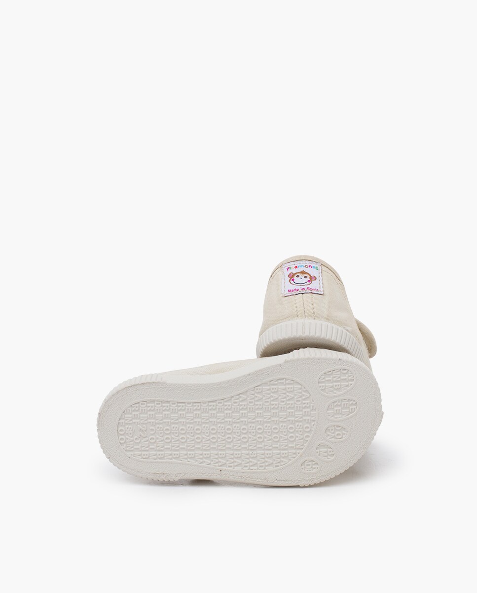 Sapatos de Bebé com Biqueira Barefoot em Lona Lavada Bege-2
