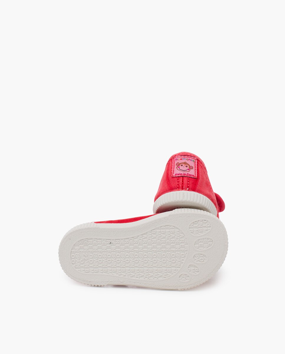 Sapatos de Presilha com Biqueira Barefoot em Lona com Lavagem - Cinzento Vermelho-2