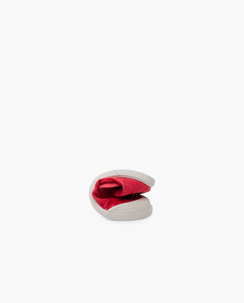 Sapatos de Presilha com Biqueira Barefoot em Lona com Lavagem - Cinzento Vermelho-5