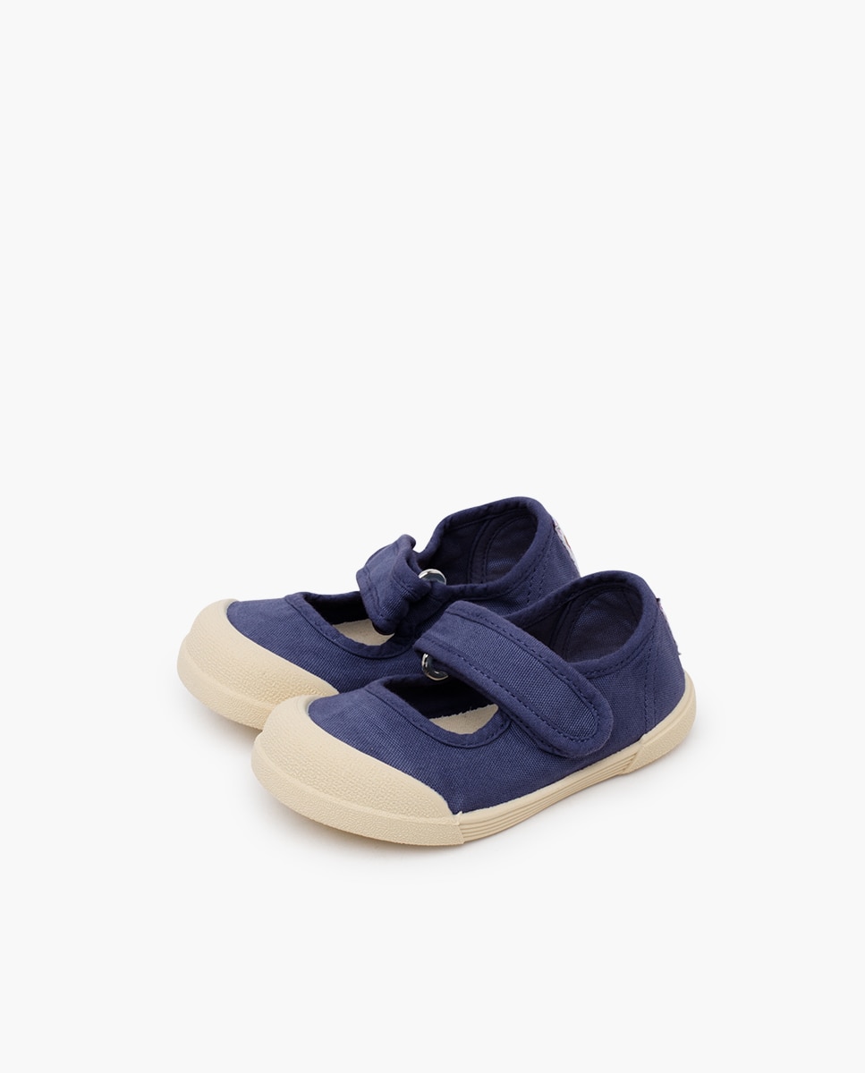Merceditas de Bebé Barefoot Lona Blanditas Esmeralda Azul-3