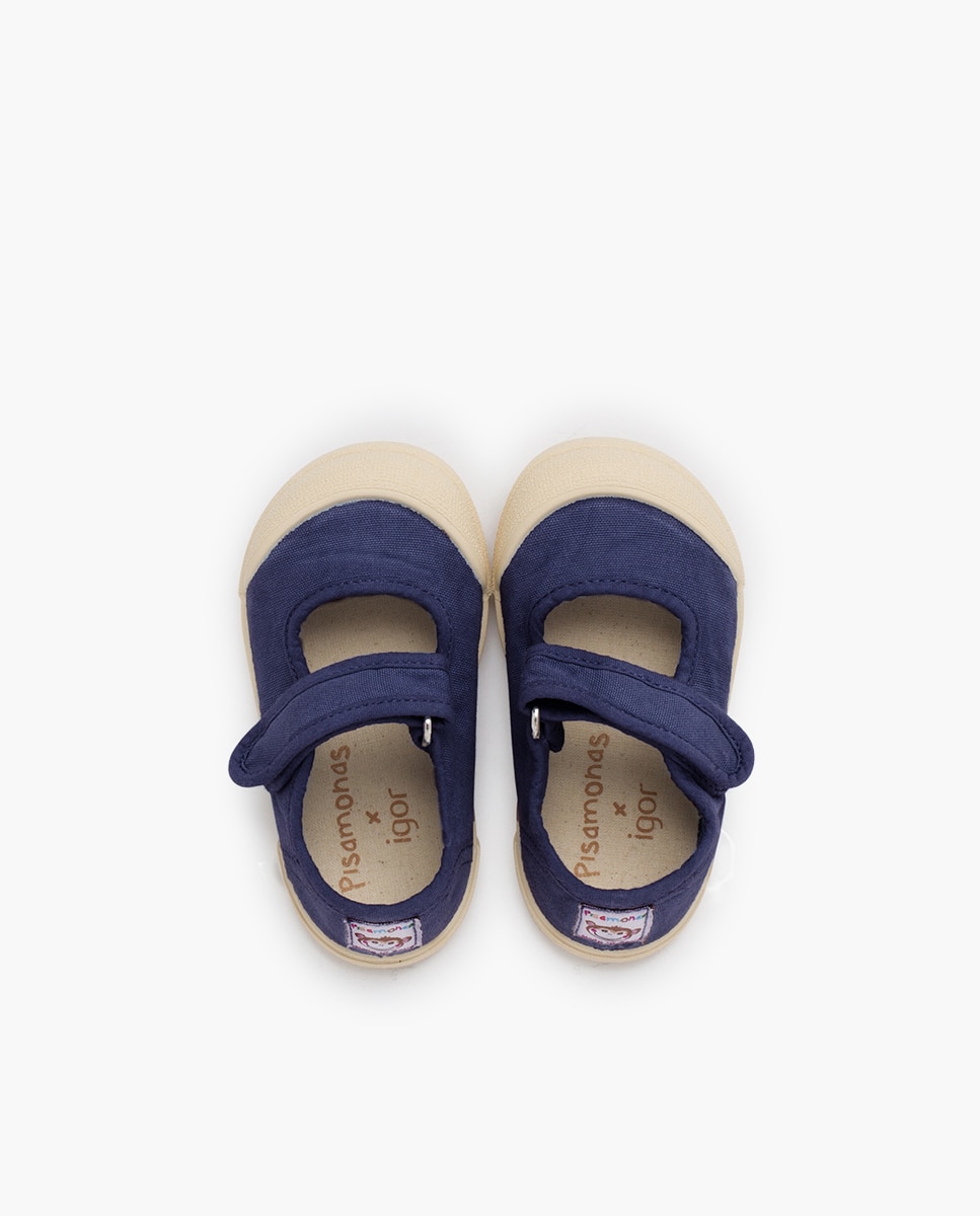 Merceditas de Bebé Barefoot Lona Blanditas Esmeralda Azul-4