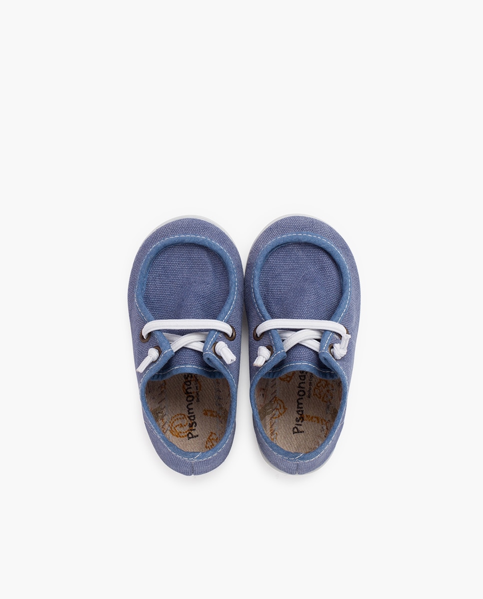 Náuticos Infantil Wallaby com Sola Fina e Atacadores Elásticos Pisamonas Azul-claro-4