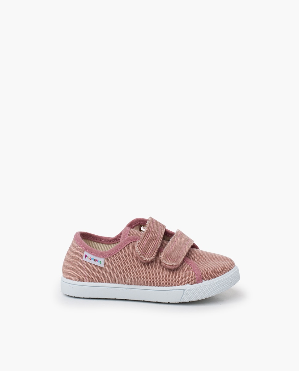 Sapatilhas de Lona Infantil Lona Rústica Efeito Lavagem Rosa-claro-1