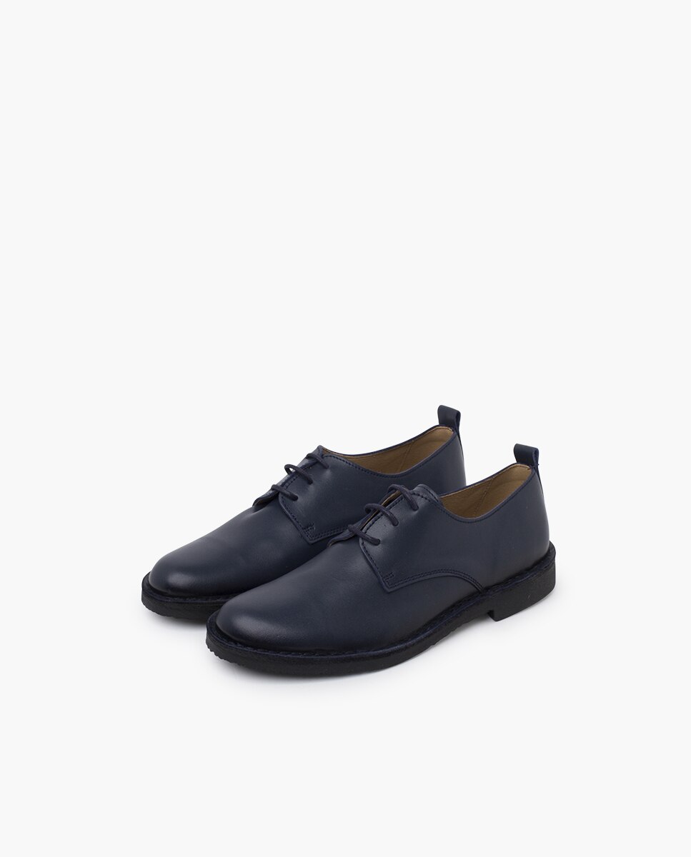 Sapatos de Cordões e Bluchers Infantil Blucher Pele Cordões Pisamonas Azul-marinho-3
