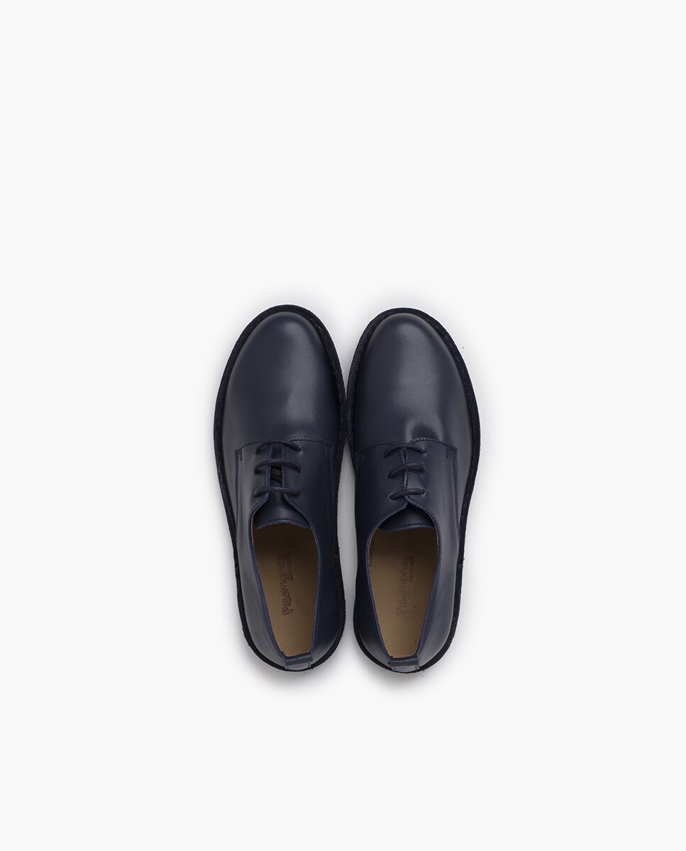Sapatos de Cordões e Bluchers Infantil Blucher Pele Cordões Pisamonas Azul-marinho-4