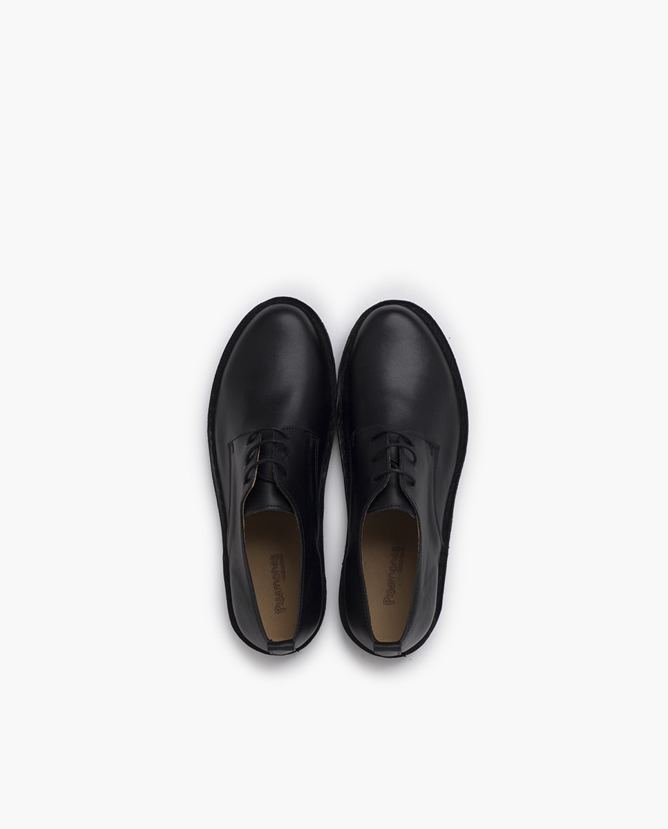 Sapatos de Cordões e Bluchers Infantil Blucher Pele Cordões Pisamonas Preto-4