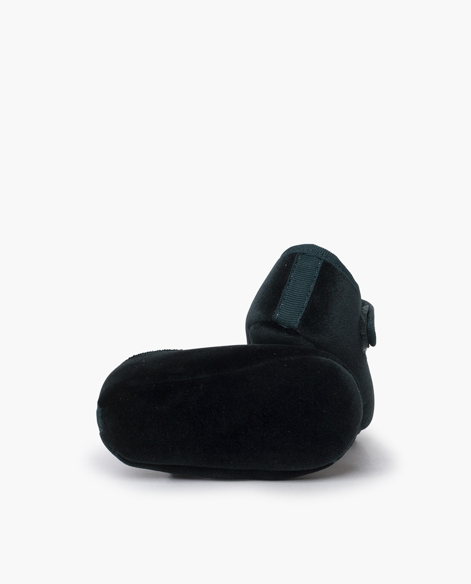 Merceditas para Bebé em Veludo com Fecho de Velcro Pisamonas Verde-escuro-2