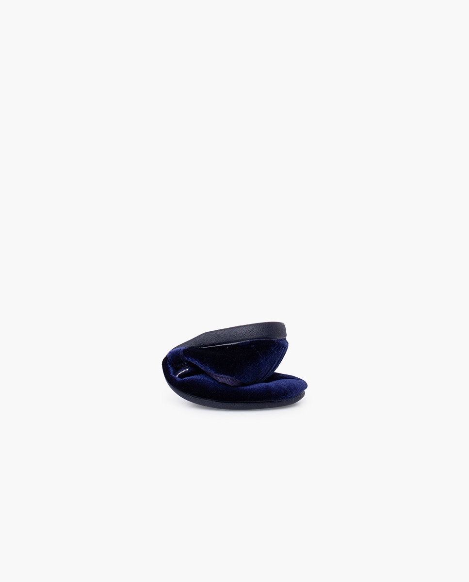 Merceditas Infantil de Veludo com Tira Adesiva Pisamonas Azul-marinho-5
