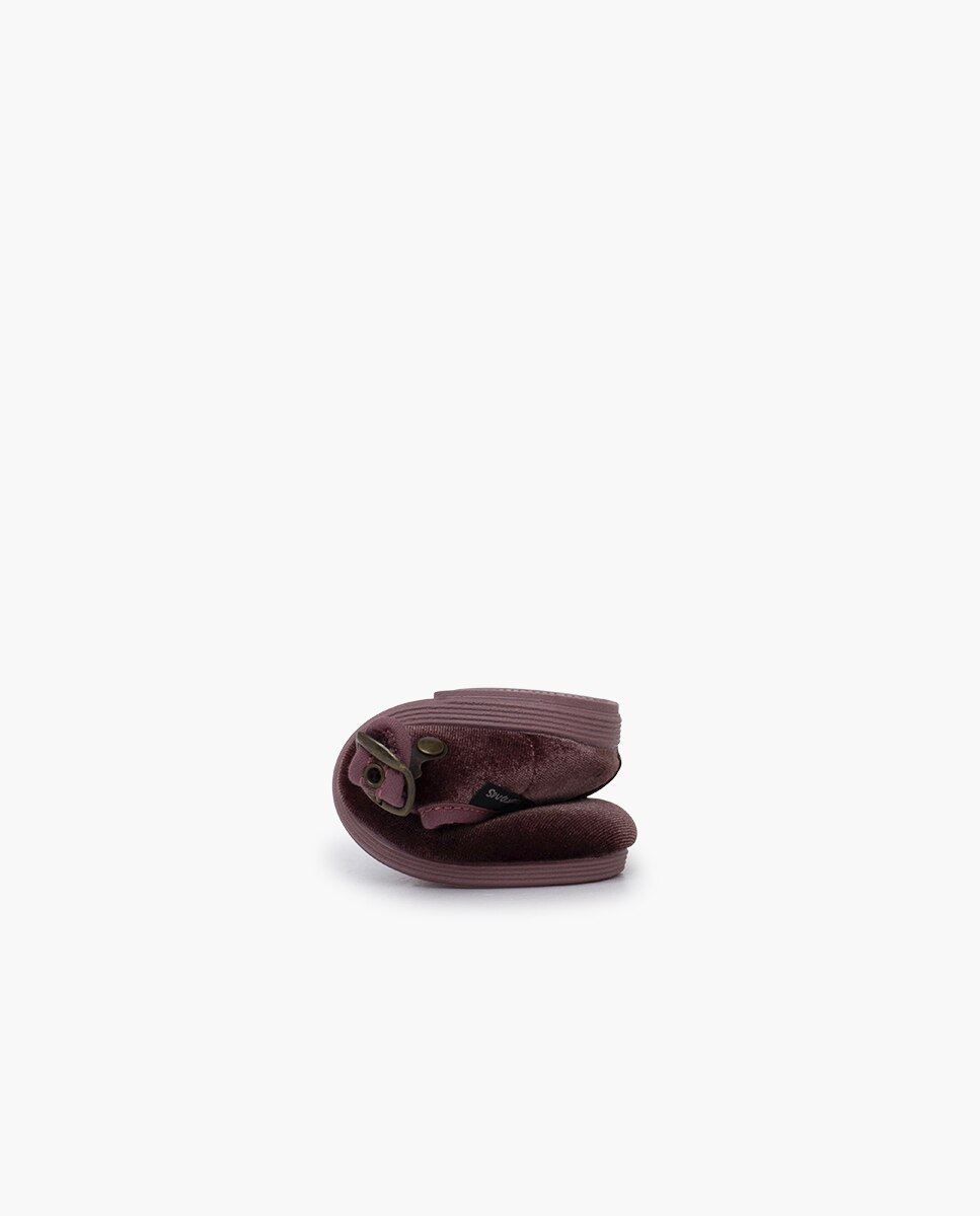 Sapatos de Presilha Infantil em Veludo com Fivela Ouro Velho Pisamonas Rosa-5