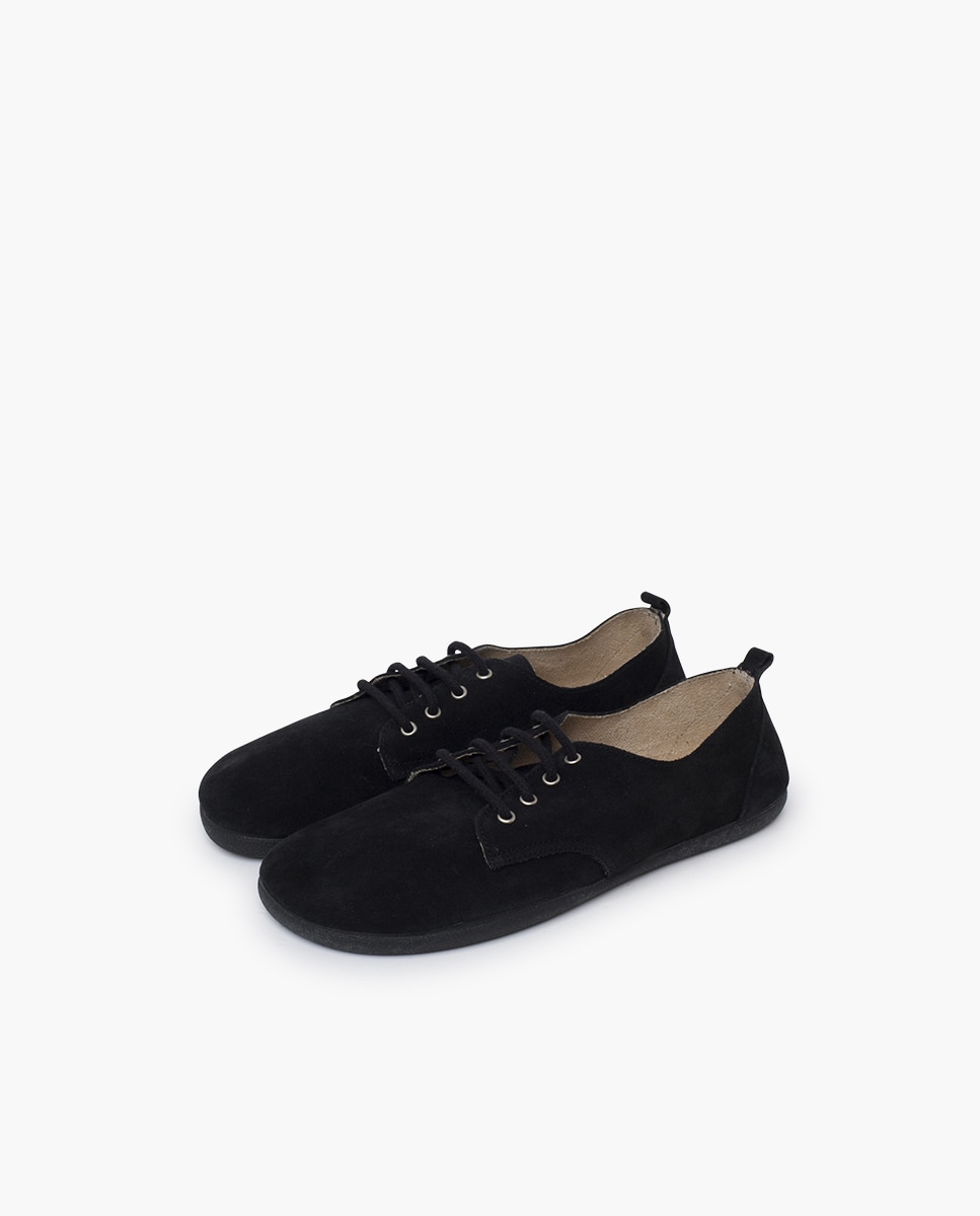 Sapatos de Cordões e Bluchers Infantil Blucher Cordões Barefoot em Camurça Pisamonas Preto-3