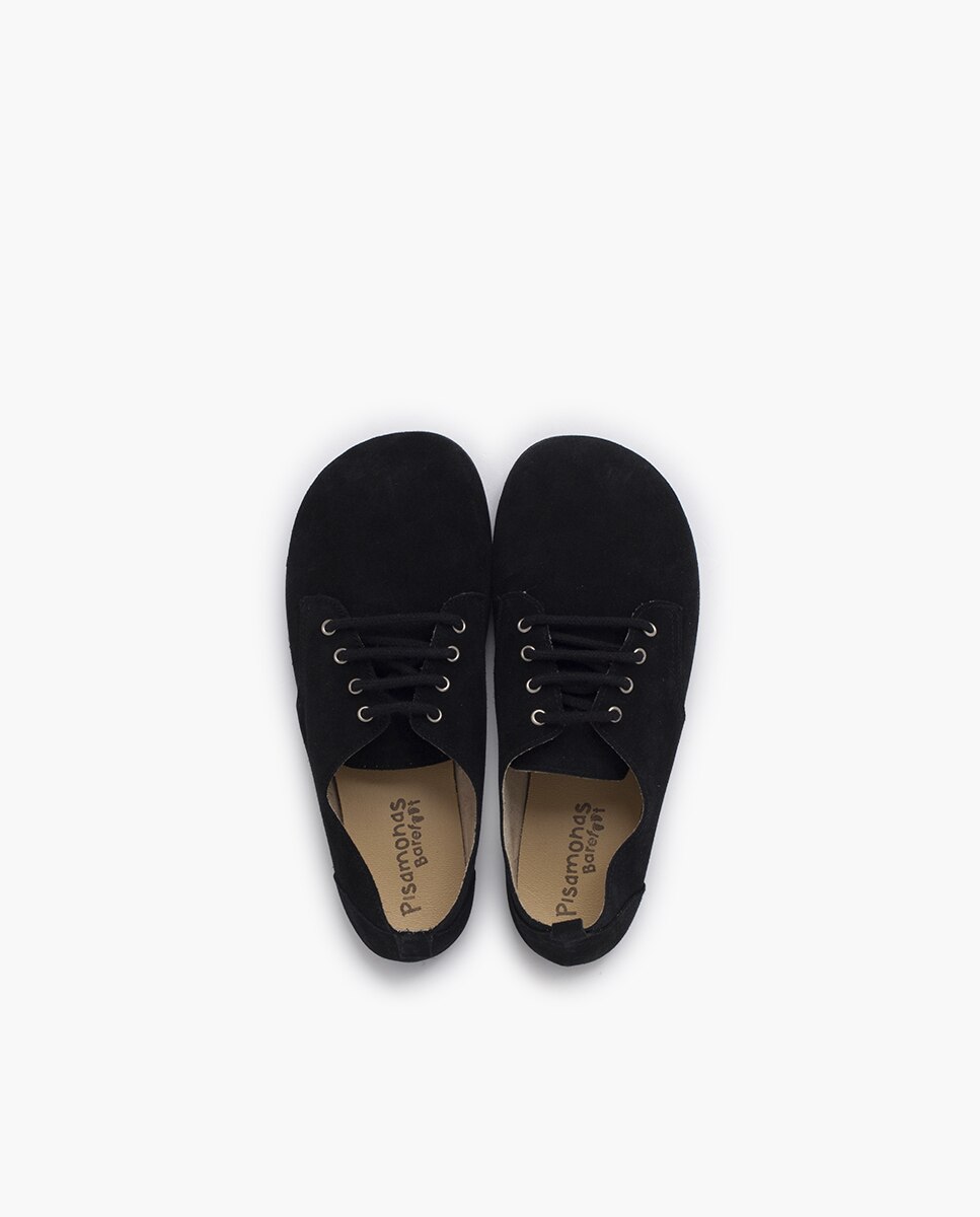 Sapatos de Cordões e Bluchers Infantil Blucher Cordões Barefoot em Camurça Pisamonas Preto-4