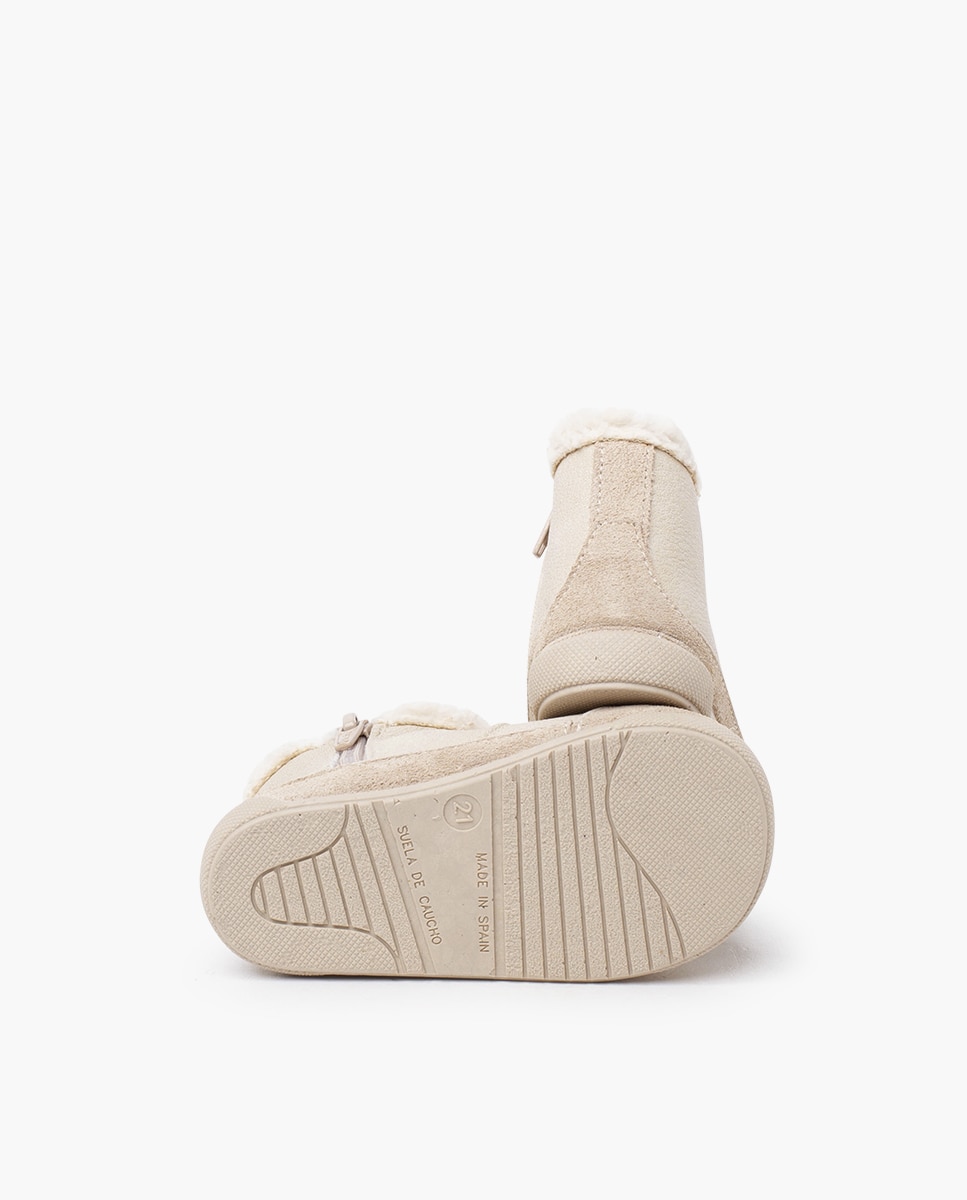Botas para Bebé Barefoot Neopiel com Gola de Pelo de Ovelha Pisamonas Bege-2