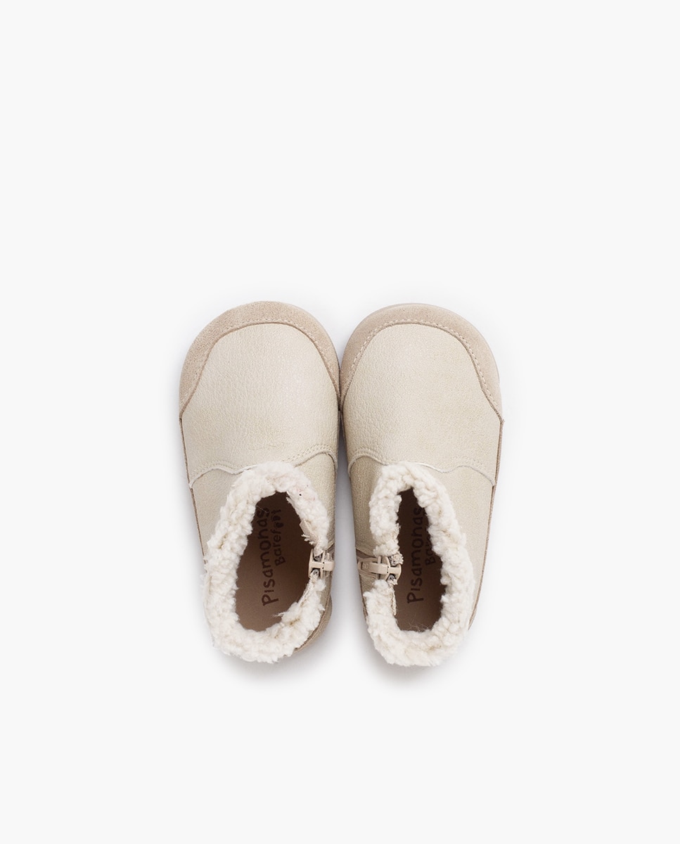 Botas para Bebé Barefoot Neopiel com Gola de Pelo de Ovelha Pisamonas Bege-4