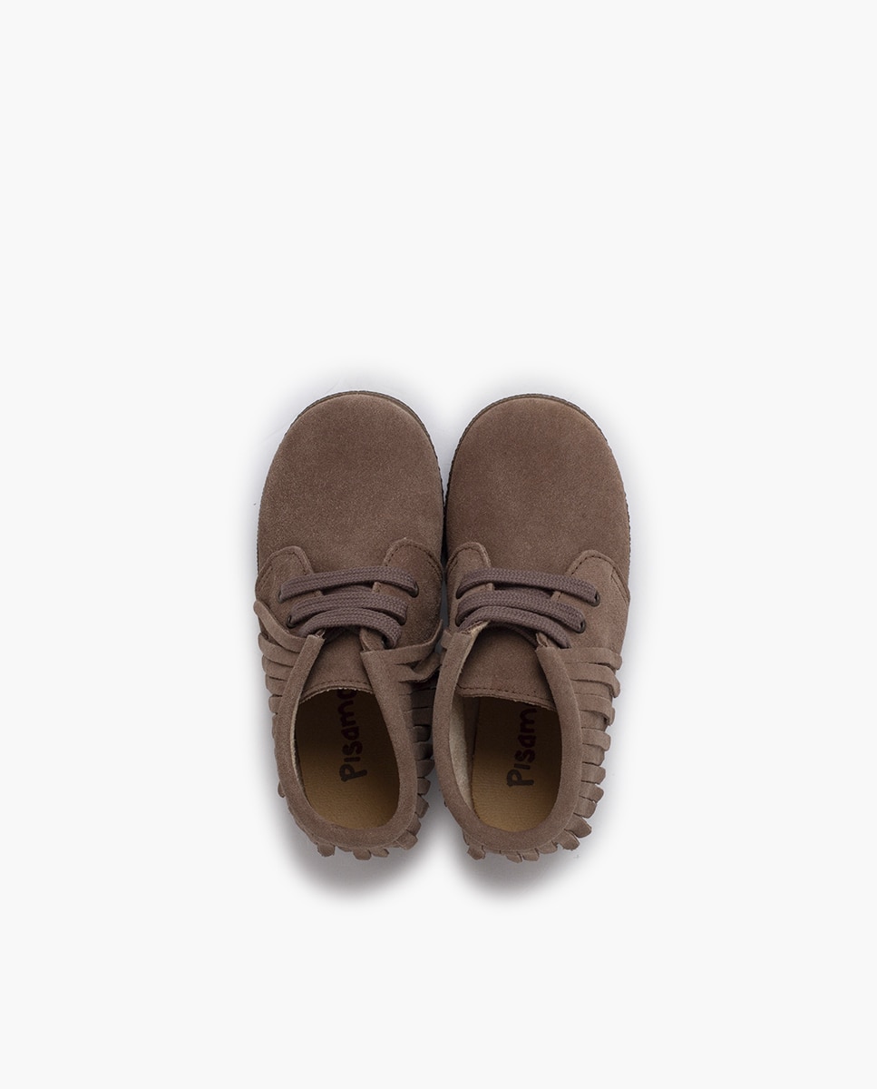 Botas em Croute com Franjas e Atacadores Pisamonas Taupe-4