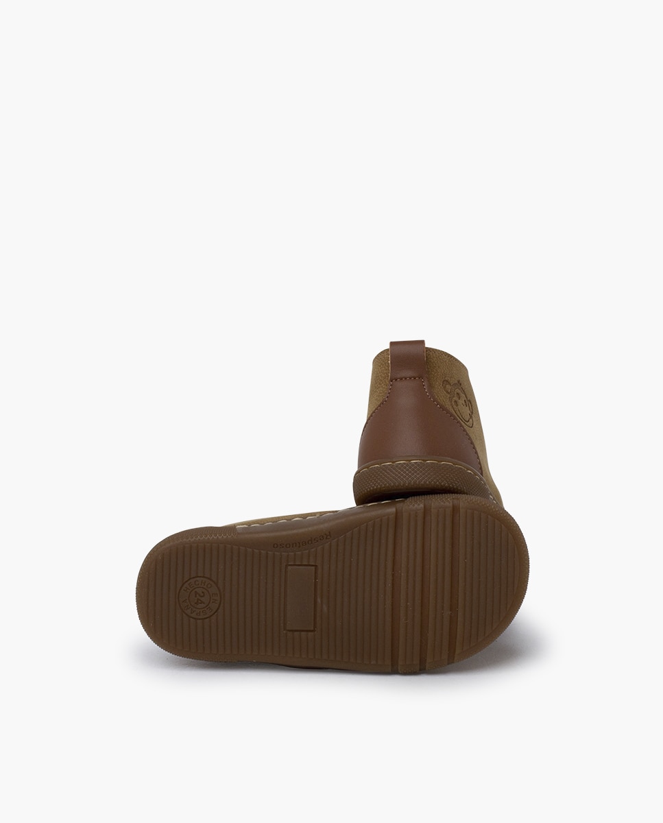 Botas Infantil Barefoot com Atacadores e Calcanhar em Couro Pisamonas Camel-2
