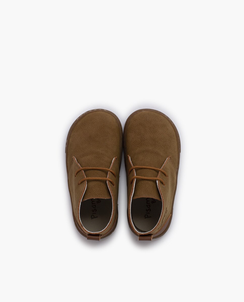 Botas Infantil Barefoot com Atacadores e Calcanhar em Couro Pisamonas Camel-4