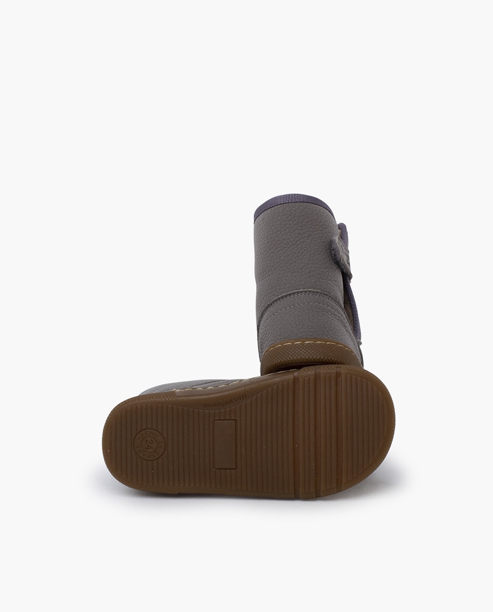 Botas Infantil em Pele Barefoot com Pelo de Ovelha Cinzento-2