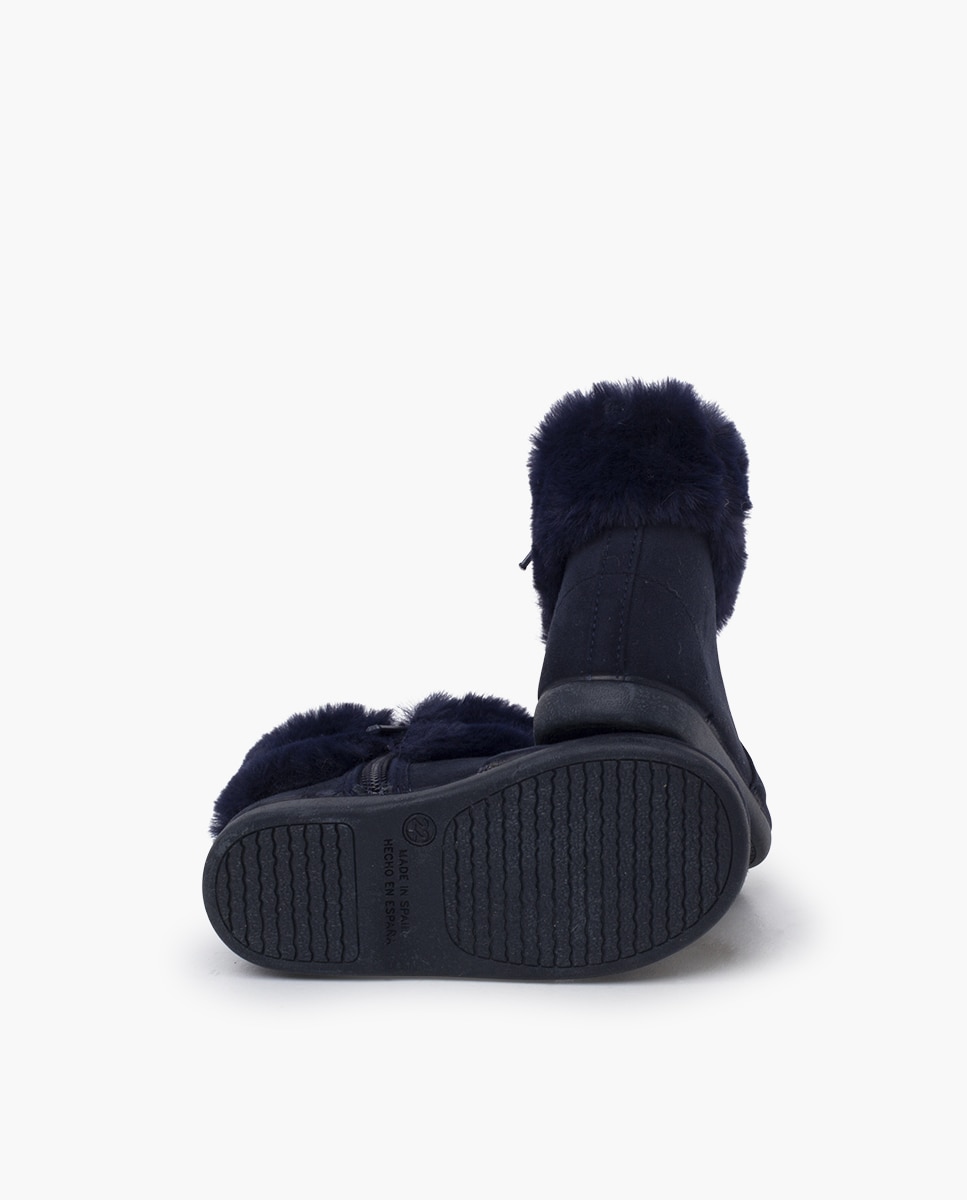 Botas de Gola Pelo com Sola Fina Azul-marinho-2