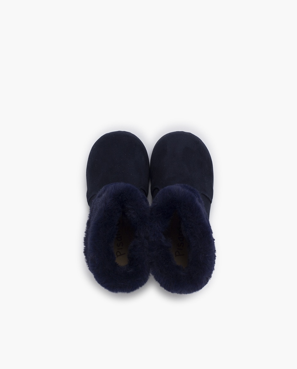 Botas de Gola Pelo com Sola Fina Azul-marinho-4