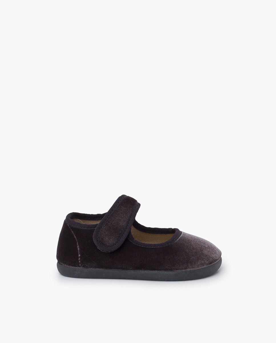 Imagem 0 de Sapatos Rasos Infantil Barefoot em Veludo com Tira Adesiva