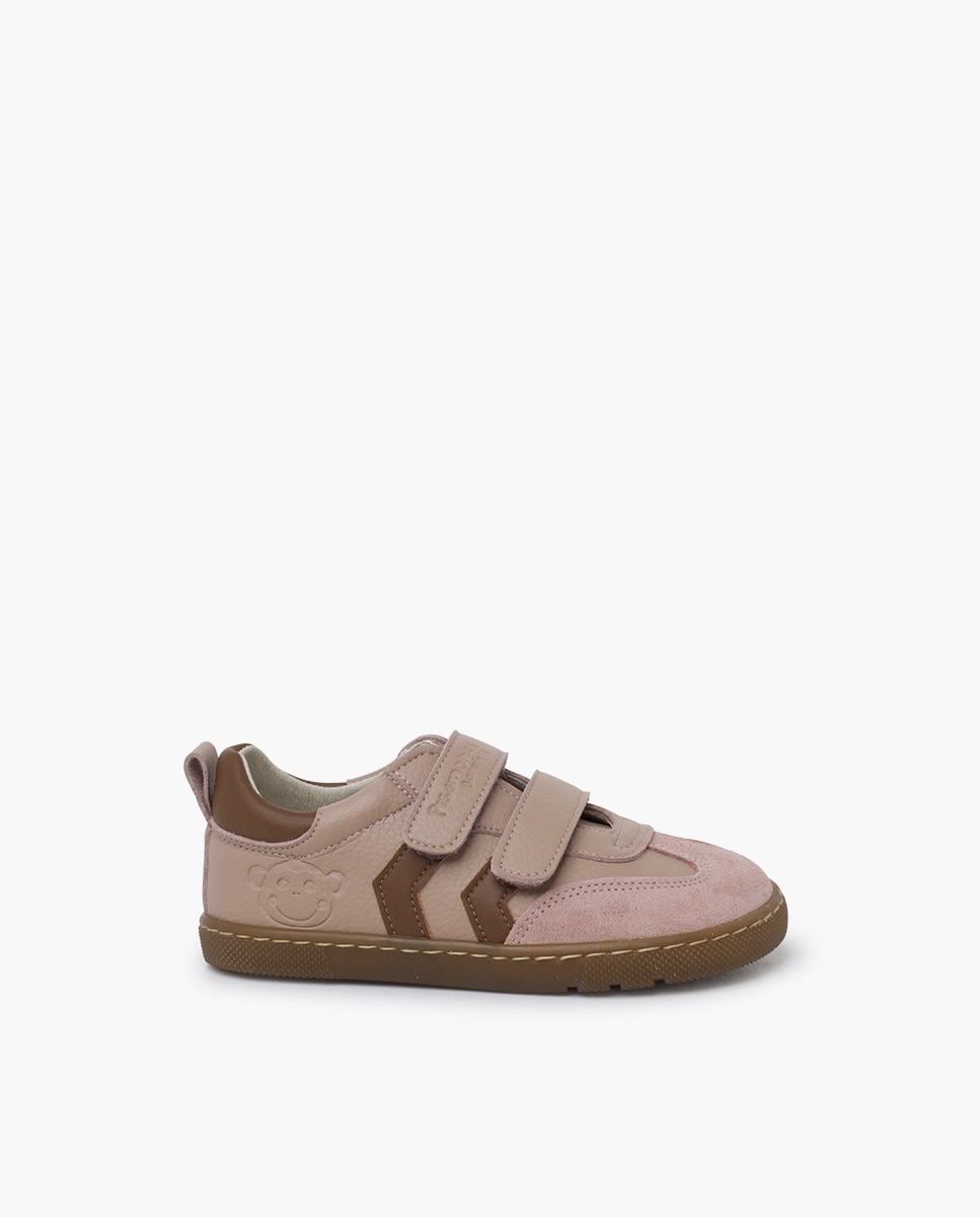 Sapatilhas de Lona Barefoot com Bandas Laterais Pisamonas Rosa/Chocolate-1