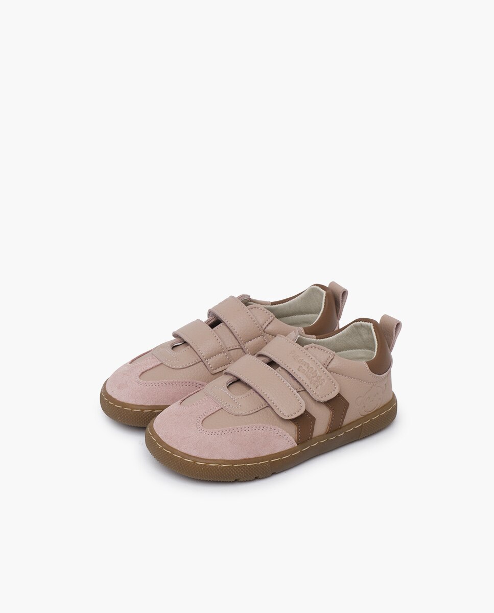 Sapatilhas de Lona Barefoot com Bandas Laterais Pisamonas Rosa/Chocolate-3