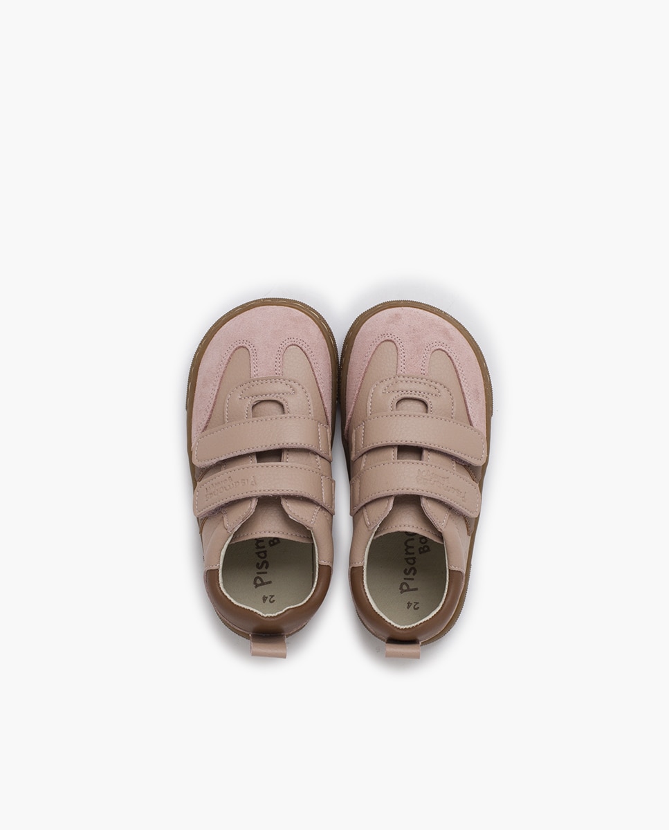 Sapatilhas de Lona Barefoot com Bandas Laterais Pisamonas Rosa/Chocolate-4