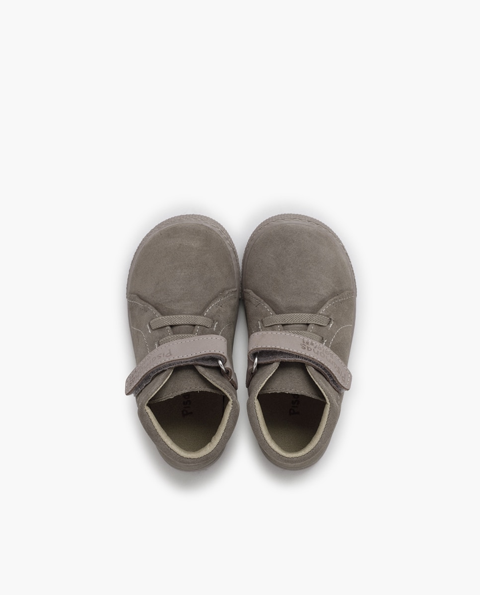 Botas Infantil Barefoot em Camurça com Tira em Pele Pedra-4