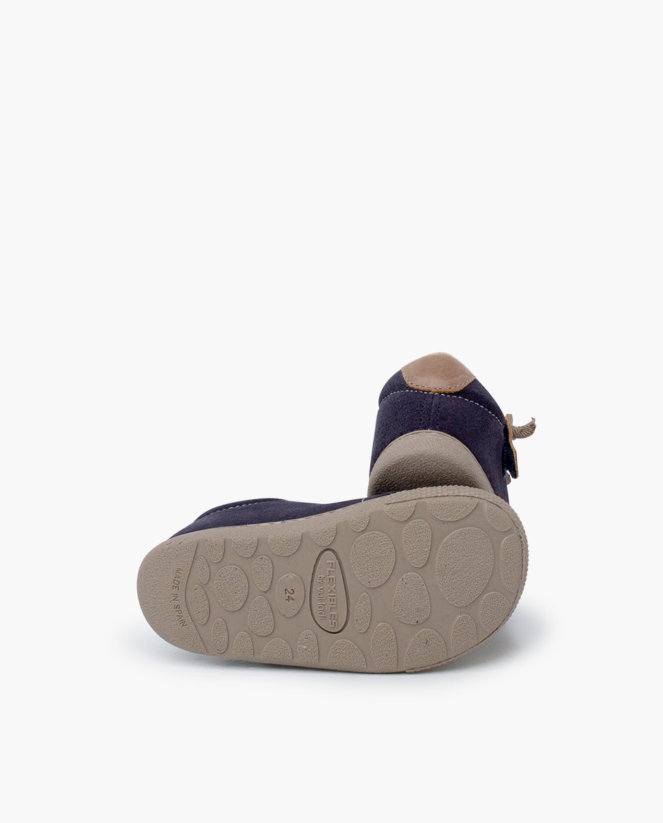 Sapatilhas de Pele em Camurça Barefoot com Atacadores Elásticos Pisamonas Azul-escuro-2