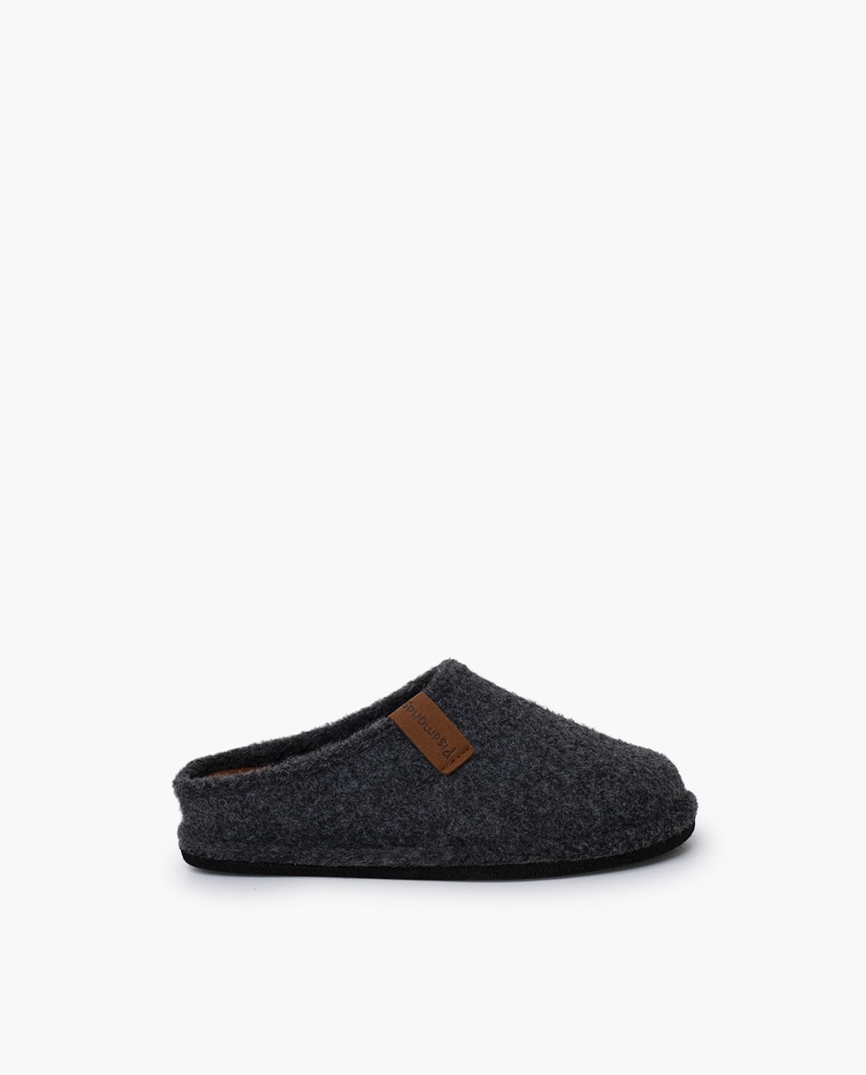 Pantufas Fechadas Infantil em Feltro Tamanhos Altos Cinzento-escuro-1