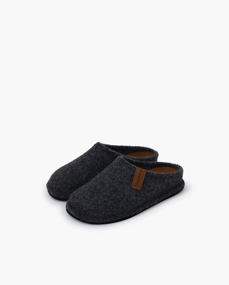 Pantufas Fechadas Infantil em Feltro Tamanhos Altos Cinzento-escuro-3
