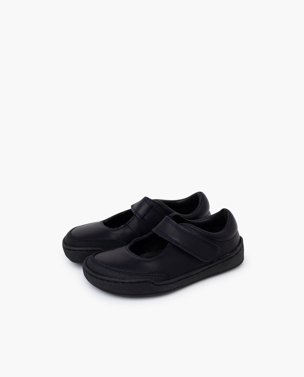 Merceditas Colegiais Barefoot de Pele Pisamonas Azul-marinho-3