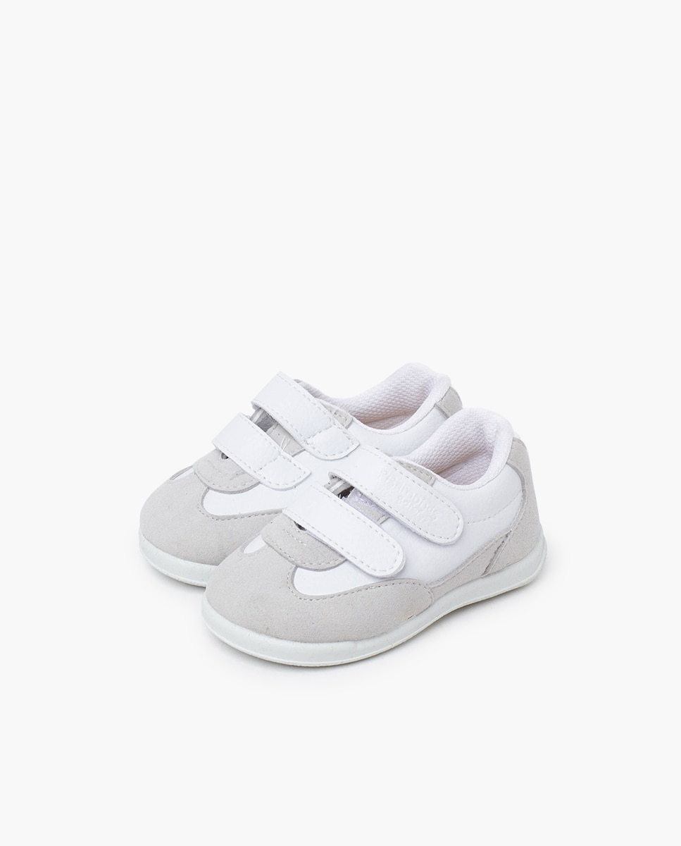 Sapatilhas de Lona Desportivas Minimalistas com Calcanhar em Cores Pisamonas Branco / Cinzento-3
