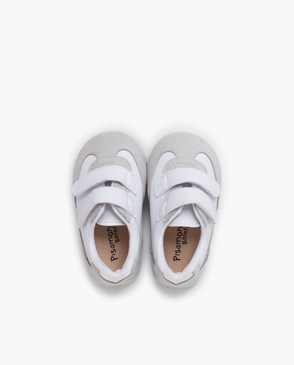Sapatilhas de Lona Desportivas Minimalistas com Calcanhar em Cores Pisamonas Branco / Cinzento-4