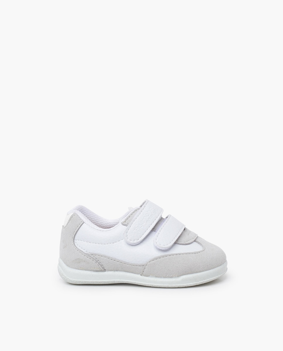 Sapatilhas de Lona Desportivas Minimalistas com Calcanhar em Cores Pisamonas Branco / Cinzento-1