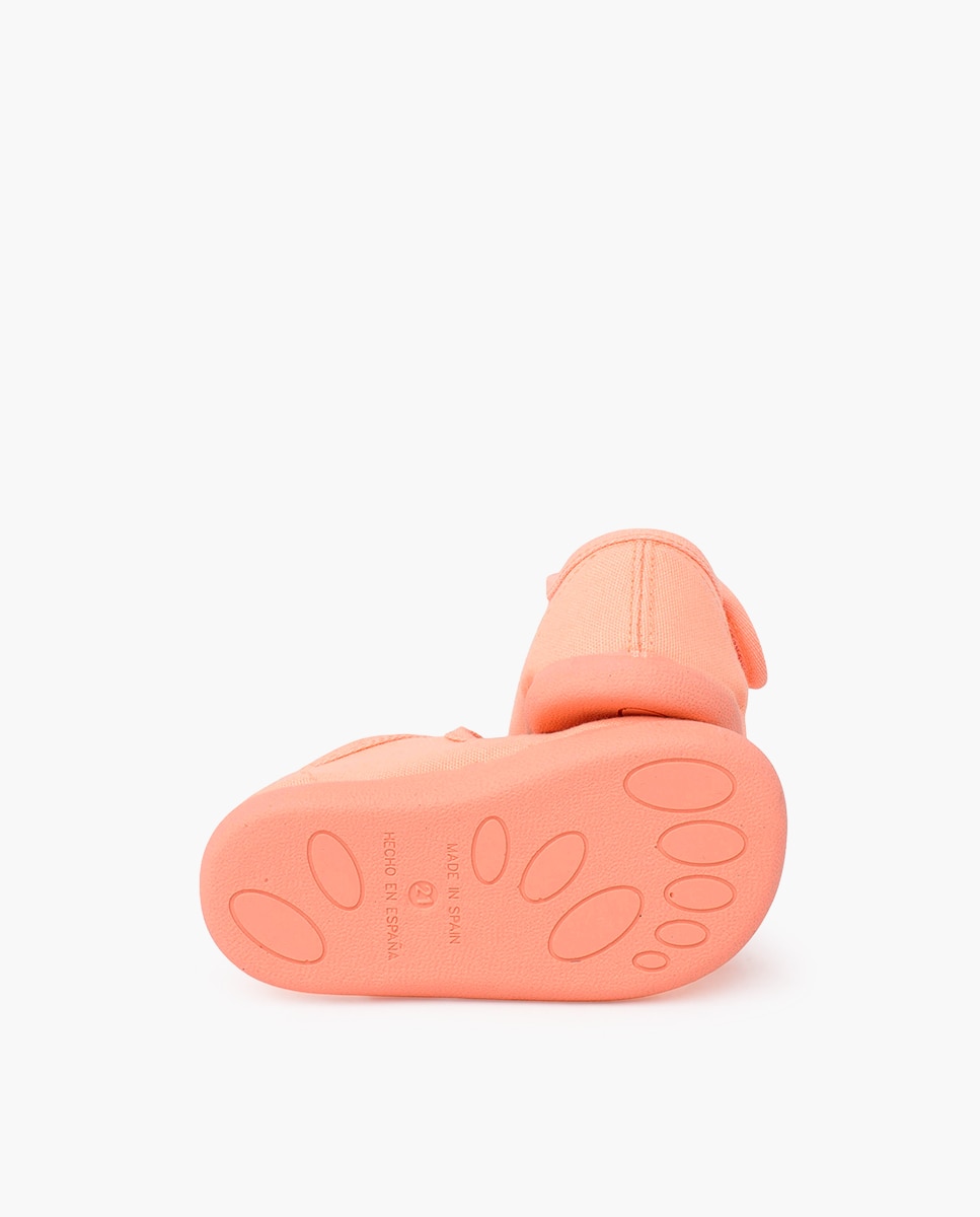 Sapatos de Presilha Infantil Barefoot de Lona com Velcro Largo Laranja-2