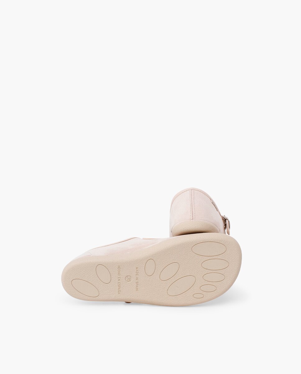 Merceditas Barefoot Suede com Fivela Bege-2
