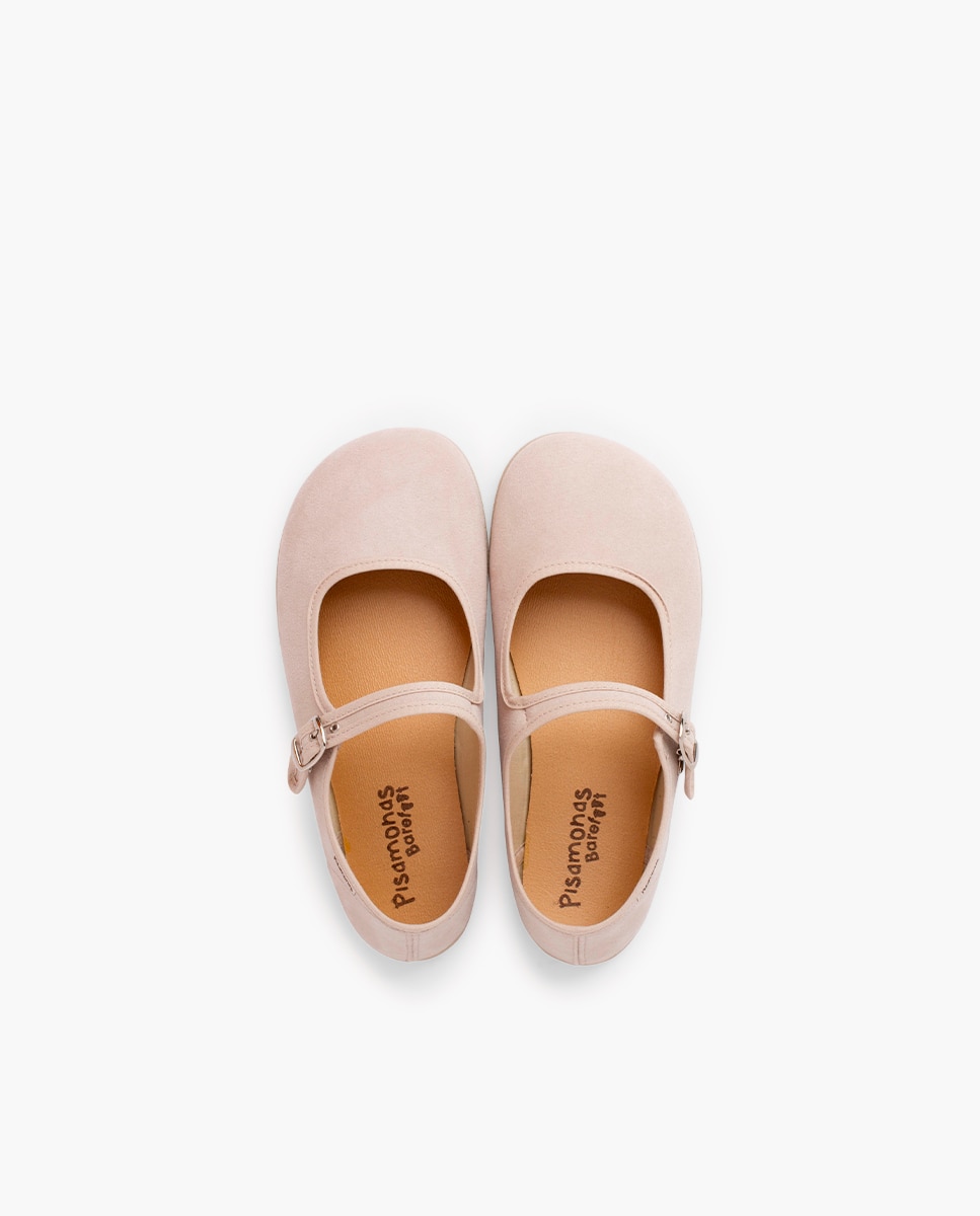 Merceditas Barefoot Suede com Fivela Bege-4