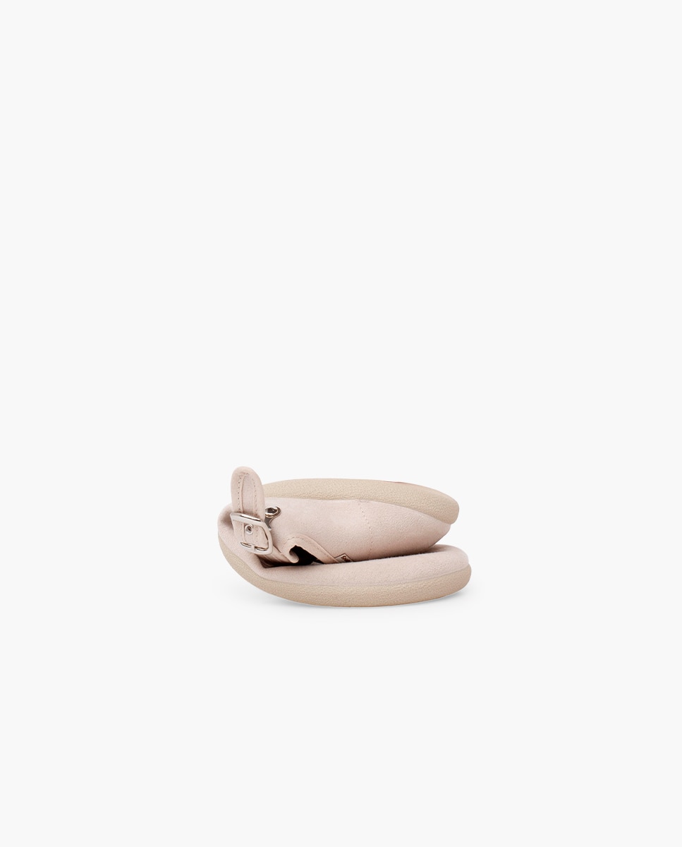 Merceditas Barefoot Suede com Fivela Bege-5